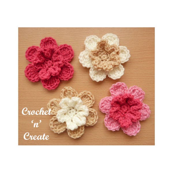 Layered Petals Flower Motif Crochet Pattern (DOWNLOAD) CNC75