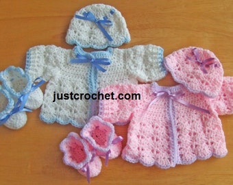 Cardigan, Bonnet and Booties Baby Crochet Pattern (DOWNLOAD) 66