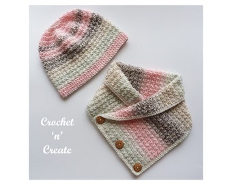 Crochet Cowl and Hat Crochet Pattern (DOWNLOAD) CNC306