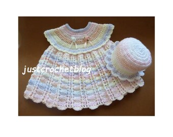 Crochet Dress and Sun Hat Baby Crochet Pattern (DOWNLOAD) 82BFJC