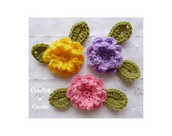 Crochet Carnation Flower Applique Crochet Pattern (DOWNLOAD) CNC172