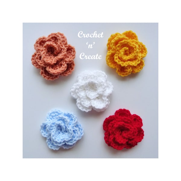 Crochet Rose Applique Crochet Pattern (DOWNLOAD) CNC331