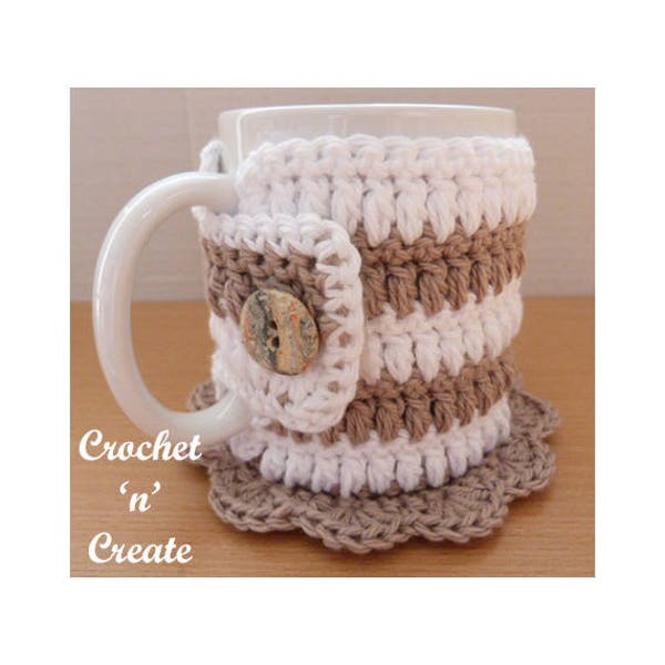 Crochet Mug Cozy Coaster Crochet Pattern (DOWNLOAD) CNC110