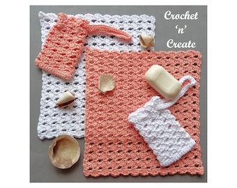 Crochet Sea Shell Bathroom Set Crochet Pattern (DOWNLOAD) CNC207