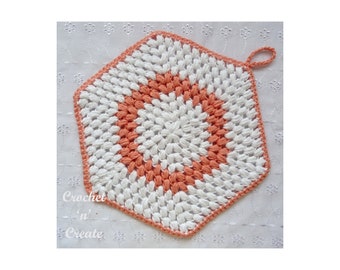 Crochet Puff Stitch Potholder Crochet Pattern (DOWNLOAD) CNC193