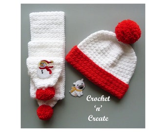 Crochet Childs Scarf Set Crochet Pattern (DOWNLOAD) CNC317