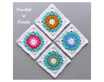 Crochet Flower Power Square Crochet Pattern (DOWNLOAD) CNC340