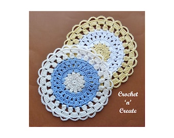 Crochet Cotton Lace Doily Crochet Pattern (DOWNLOAD) CNC171