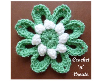 Crochet Popcorn Flower Crochet Pattern (DOWNLOAD) CNC90