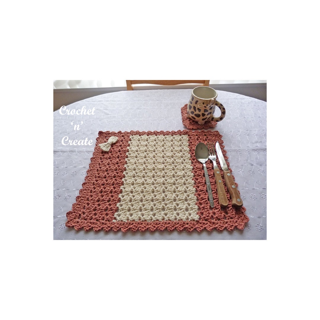 Crochet Placemat and Coaster Crochet Pattern DOWNLOAD P20 Etsy
