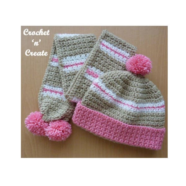 Crochet Child's Hat and Scarf Crochet Pattern (DOWNLOAD) CNC83