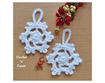 Crochet Snowflake Tree Decoration Crochet Pattern (DOWNLOAD) CNC148