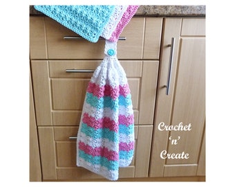 Crochet Puff Shell Dishcloth and Tea Towel Crochet Pattern (DOWNLOAD) CNC410