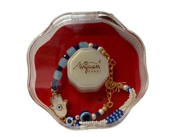 Premium Rakhi for Brother | Unique Evil Eye Charm Rakhi | Designer Rakhi Thread | Traditional Indian Rakhdi | Raksha Bandhan Gift