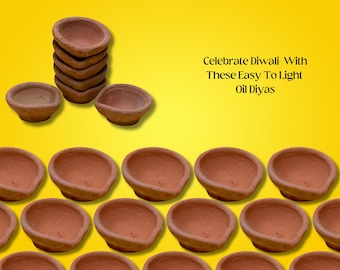 Traditional Handmade Plain Earthen Clay (Mitti) Diya for Diwali, Navratri, Diwali Decor, Home Decoration, Eco-Friendly | 12Pcs
