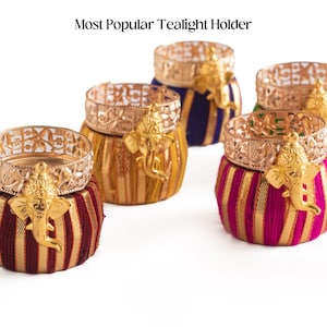 Ganesh Drum Tealight Candles - Diwali Decor, Navaratri, Pooja, Wedding, Mehndi, Corporate Gifts, Diyas, Home Decor, Return Gift, Set of 2