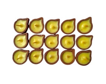 Pure ghee-diya's voor puja | 15 kant-en-klare kleidiya's | 30 minuten brandtijd | Milieuvriendelijke Mitti Ka Diya |  Traditionele ghee-diya's voor Pooja