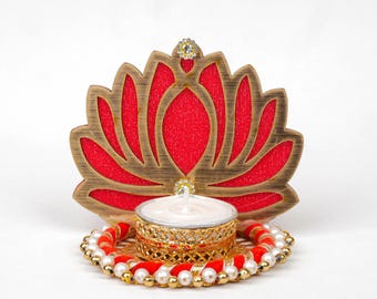 Lotus Tealight Candle Holder | Decorative T-Light Holder for Diwali, Pooja, Mandir & Festive Home Décor