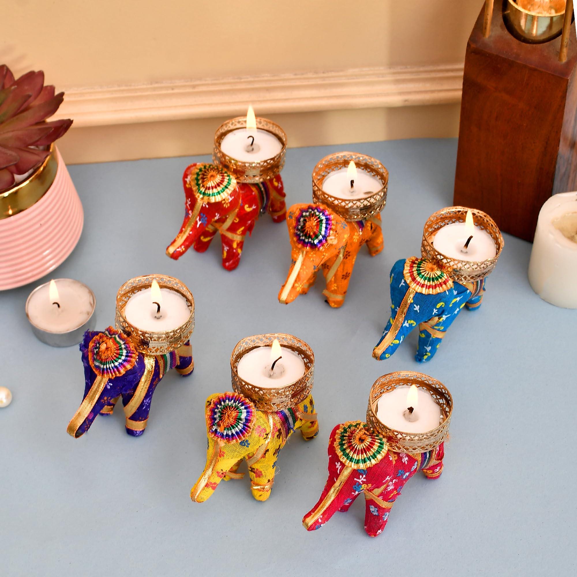 Elephant Tealight Candles - Diwali Decoration, Navaratri, Pooja, Wedding, Mehndi, Corporate Gifts, Diyas, Home Decor, Return Gift, Set of 2