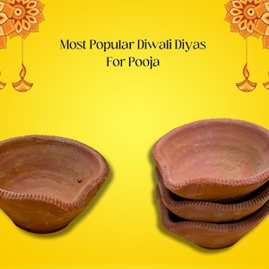 Traditionelles handgemachtes Mitti aus Ton (Mitti) Ek Mukhi für Diwali, Navratri, Diwali-Dekor, Dekoration, umweltfreundlich | 6Stk