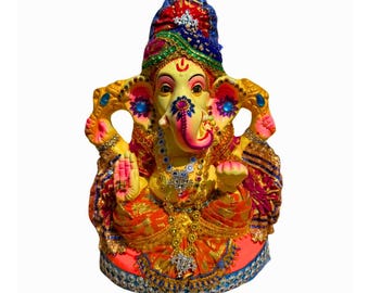 Eco-Friendly Ganpati Idol 12 Inch – Clay Ganesha Murti for Home Pooja & Festival