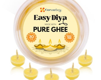 Pure Cow Ghee Wicks – 30 Wax-Free Ghee Wicks for Pooja | 100% Natural Batti for Spiritual Rituals
