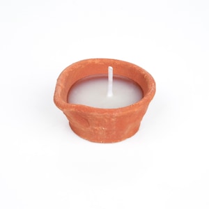 Handgemachte schlichte Ton Diya mit Wachs - 6er Pack - Traditionelle Diwali Lampen zur Dekoration und festlichen Beleuchtung