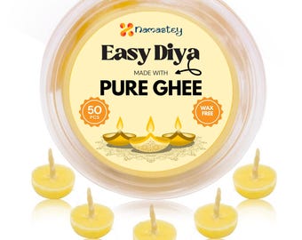 Pure Cow Ghee Wicks – 50 Wax-Free Ghee Wicks for Pooja | 100% Natural Batti for Spiritual Rituals