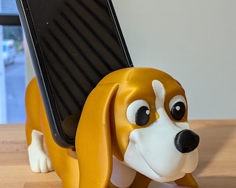STL file Smartphone support Dog (beagle) - Mono and Multicolour versions included