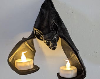 Bat Candle Holder Wall Decor STL | 3D Print Halloween Decoration | Gothic LED Candle Holder | 3D Printer File