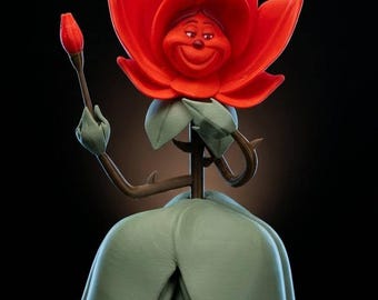 STL File Red Rose Figurine Alice in Wonderland | 3D Printable Model | Multi-Part Figurine | 3D Digital Download