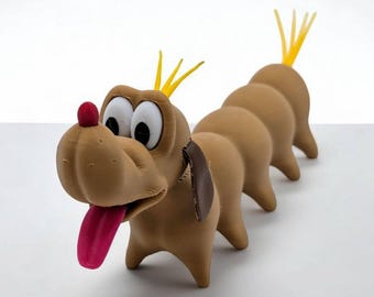 Caterpillar Dog STL Printable - 3D Model Inspired by Alice in Wonderland - Fun and Nostalgic Figurine