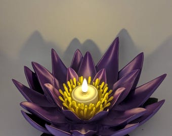 3d print files decorative Flower- Lotus Candle Holder 3D Model - Zen Home Decor - Digital Download - Tealight Holder STL