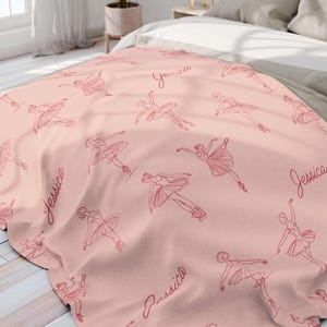 Ballerina Line Art Fleece Blanket: Personalized Dance Gift