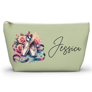 Personalized Ballet Pouch, Custom Pointe Shoes Makeup Bag, Dance Recital Gift, Ballet Teacher Gift, Ballerina Essentials Bag, Dance Team