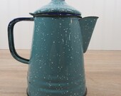 Blue enamel speckled teapot or coffeepot - Blue Teapot - Vintage Enamel Teapot - Enamel Tea Pot - Enamel Coffee Pot - FREE SHIPPING
