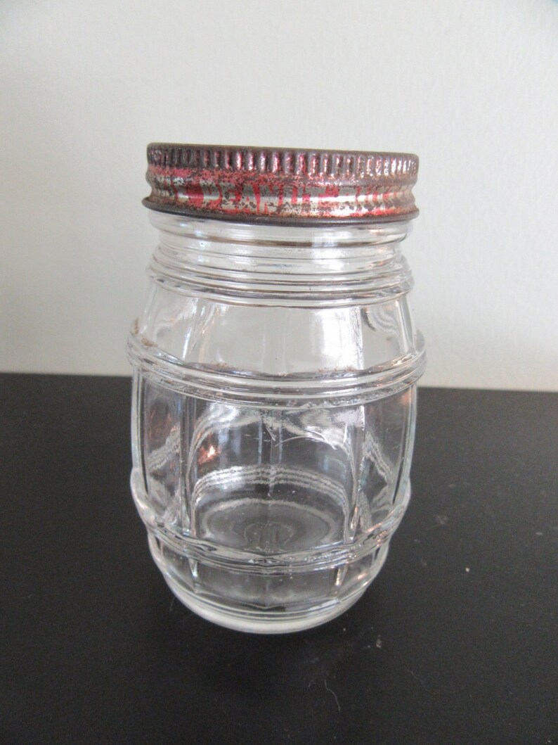 Old Dixie Brand Peanut Butter jar with Hazel Atlas glass Etsy