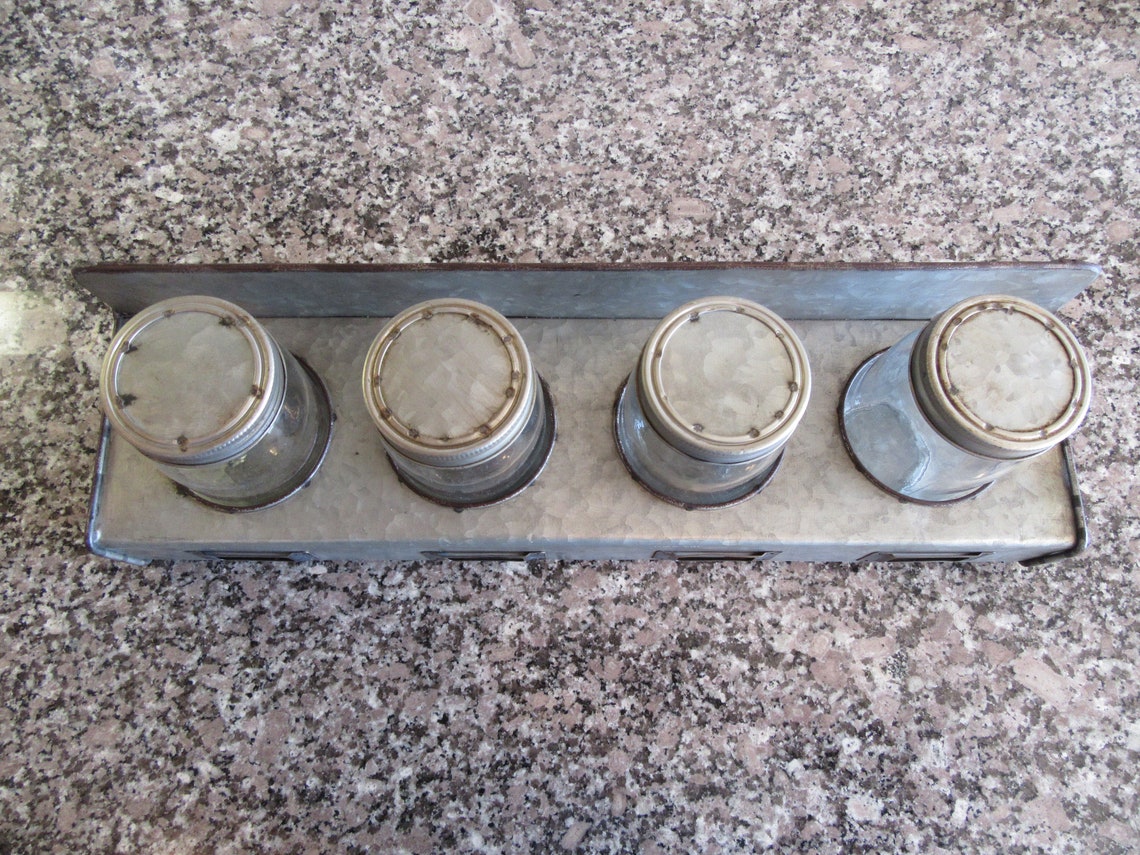 Jar holder galvanized metal and jar holder with jars and Etsy