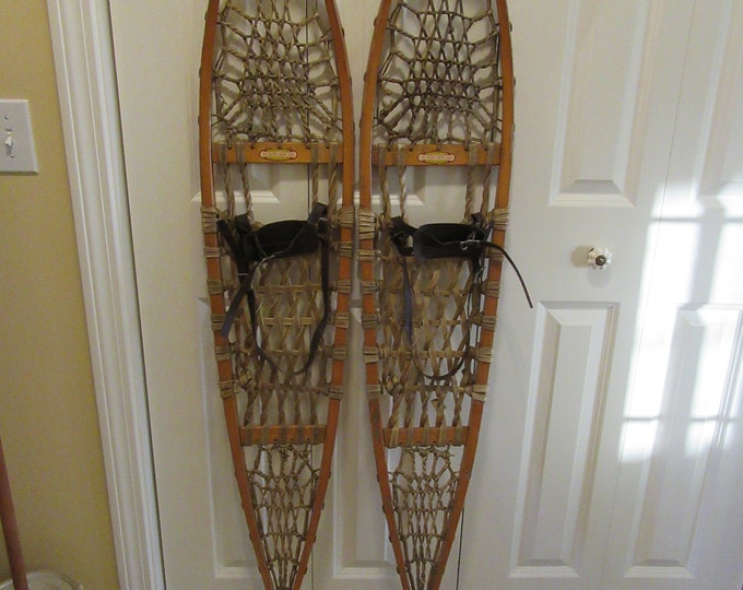 LL Bean Wood and Rawhide Snowshoes With Original Leather Boot Etsy