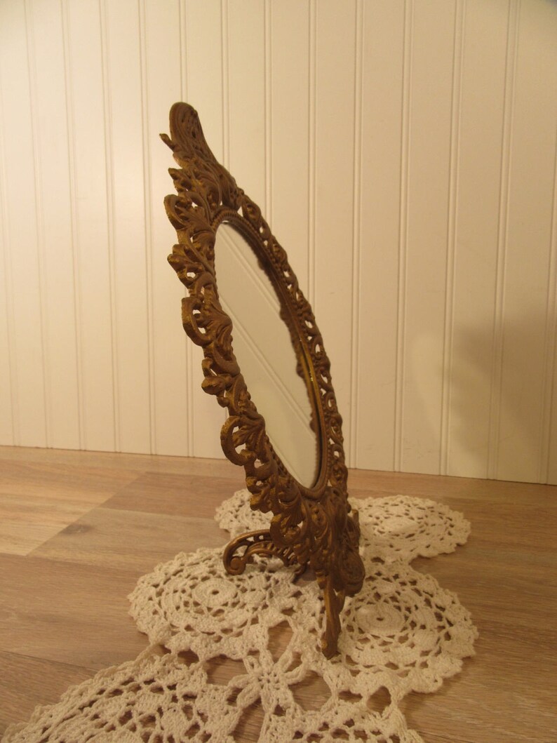 Iron art ornate vintage metal dresser mirror with folding Etsy