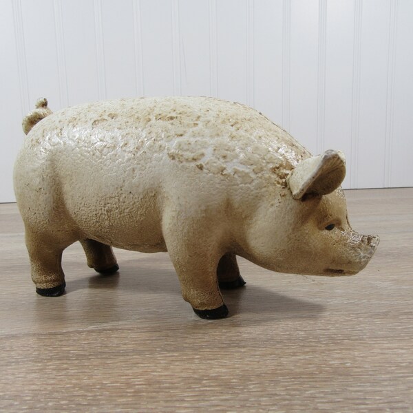 Cast iron pig bank- vintage- weighty and sturdy-free shipping