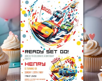 Editable Race Car Birthday Invitation, Sport Car Birthday Invitation, Boys Invitation, Car Birthday Invitation, Kids Party Invite Digital