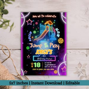 Playground Birthday Invitation Template,rainbow park party invite, run slide climb jump and play playground invitation,park birthday invite