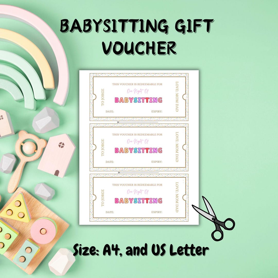 Editable Babysitting Coupon Template Babysitting Voucher Babysitting
