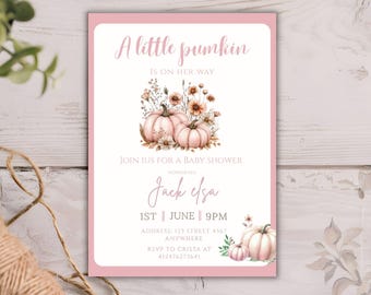 Pumpkin Baby Shower Invitation, Little Pumpkin Is On The Way Baby Shower Invitation, Fall Baby Shower Invite, Gender Neutral Autumn Shower,