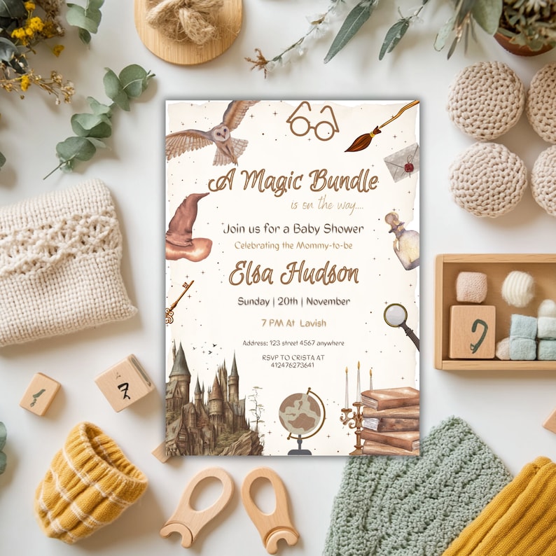 Wizard Baby Shower Invitation, Witches & Wizards Baby Shower Invite