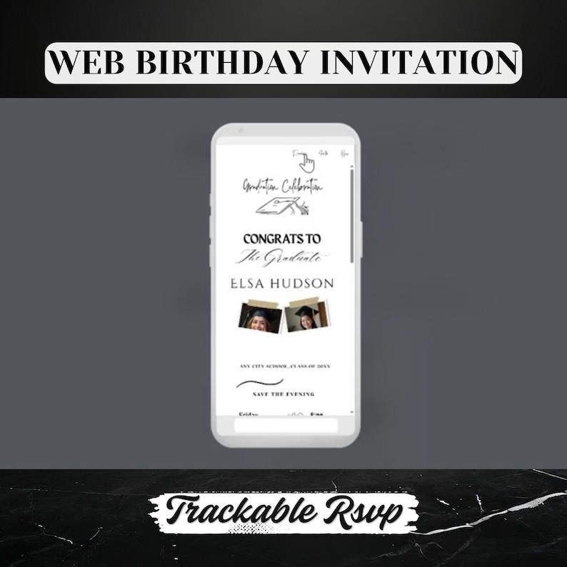 digital graduation invite with rsvp feminine design