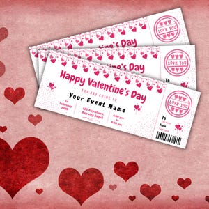 Valentine's Day Ticket, Editable Valentine Coupon, Valentine Voucher ...