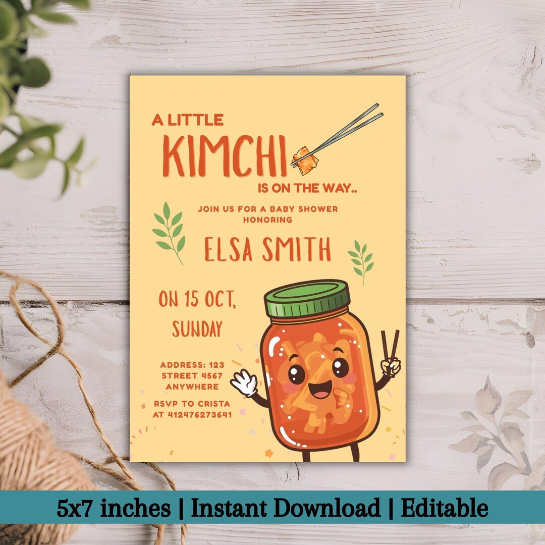 Littlekumchie Little Kimchi Baby Shower Invitation | Cute Asian Inspired Baby Shower ...