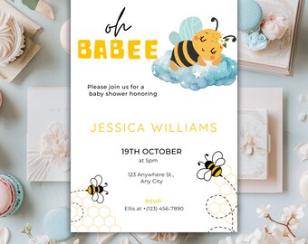 A Little Honey Is On The Way Invitation, Gender Neutral Baby Shower Invite, Bee Baby Shower Invitation,Sweet as Can Bee Baby Invitation
